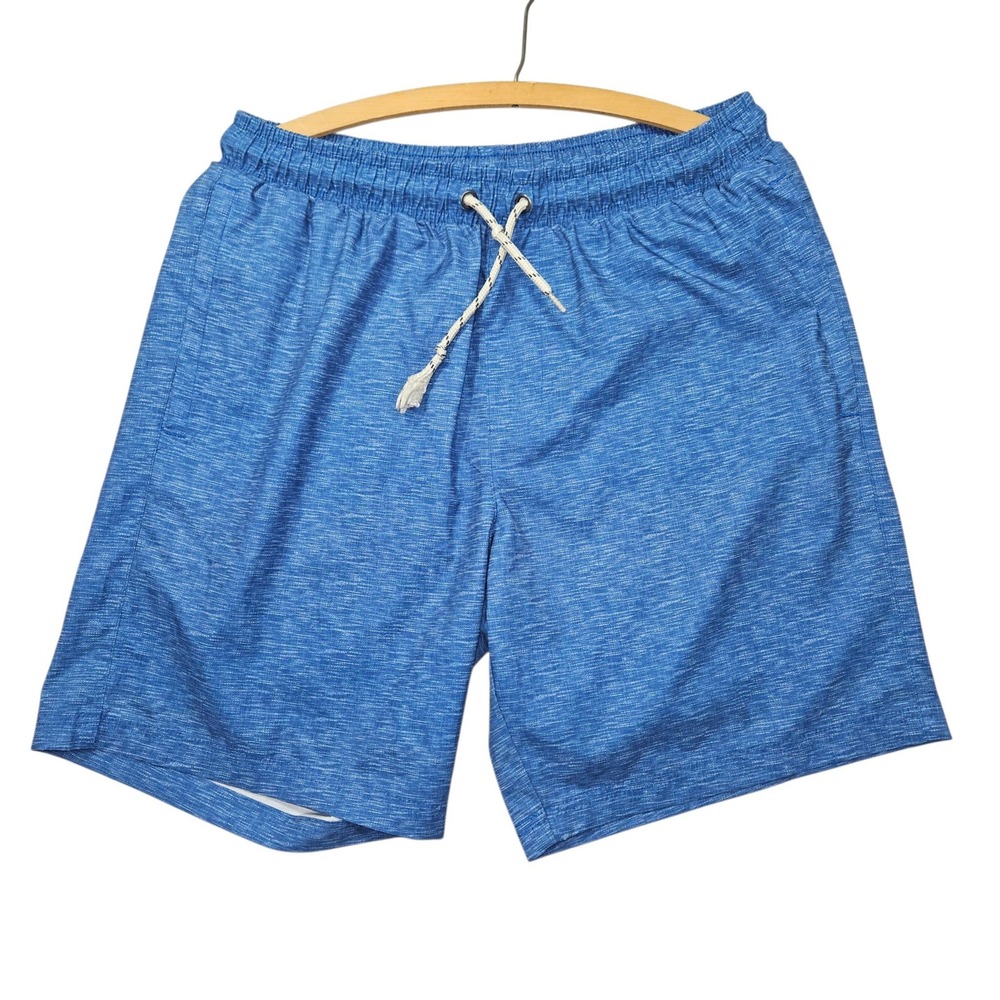 Tallwoods Modern Hybrid Swim Shorts Blue Heathered Stretch Trunks Sz L